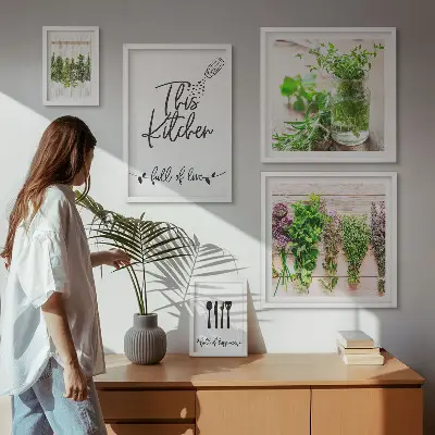 Billedsæt til sofa motiver med køkkenurter og madlavning