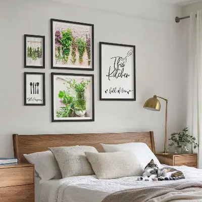 Billedsæt til sofa motiver med køkkenurter og madlavning