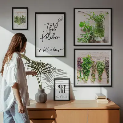 Billedsæt til sofa motiver med køkkenurter og madlavning