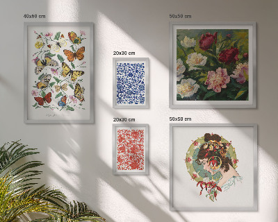 Billedsæt over sofa Blomster sommerfugle vintage dekorationer