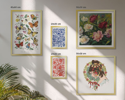 Billedsæt over sofa Blomster sommerfugle vintage dekorationer