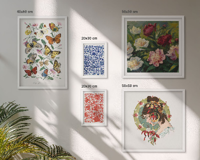 Billedsæt over sofa Blomster sommerfugle vintage dekorationer