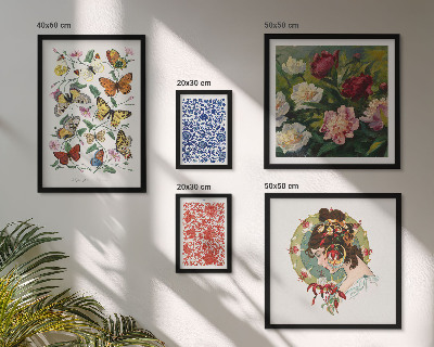 Billedsæt over sofa Blomster sommerfugle vintage dekorationer