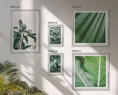 Billedkomposition til væg med inspirationer til tropiske planter