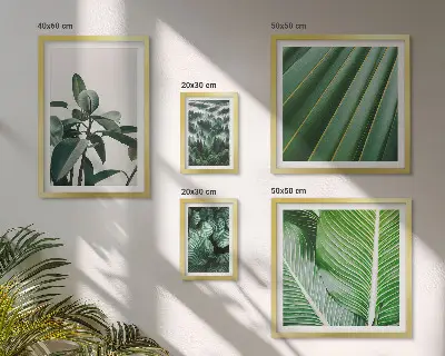 Billedkomposition til væg med inspirationer til tropiske planter