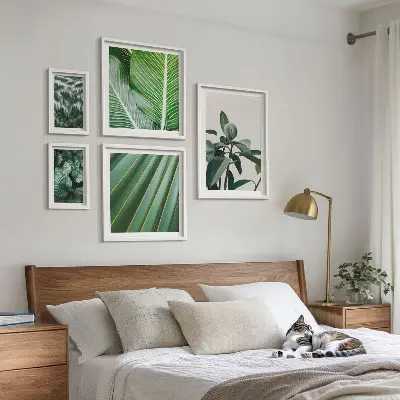 Billedkomposition til væg med inspirationer til tropiske planter