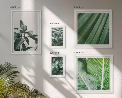 Billedkomposition til væg med inspirationer til tropiske planter