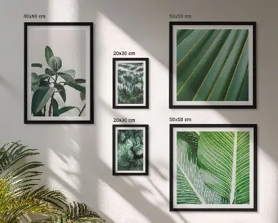 Billedkomposition til væg med inspirationer til tropiske planter