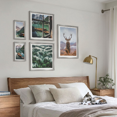 Billedsæt over sofa Natur vilde dyr bjerge