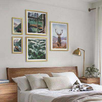 Billedsæt over sofa Natur vilde dyr bjerge