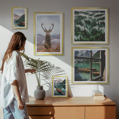 Billedsæt over sofa Natur vilde dyr bjerge