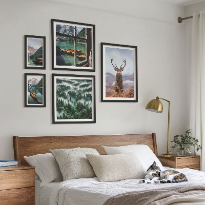 Billedsæt over sofa Natur vilde dyr bjerge
