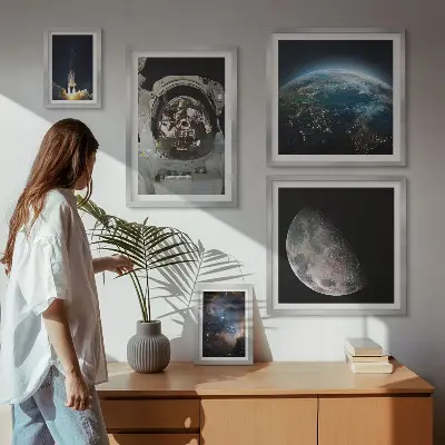Astronautens rumopdagelser billedsæt over sofa