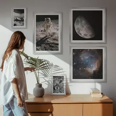 Billedsæt til sofa med motiv af kosmiske opdagelser og hemmeligheder