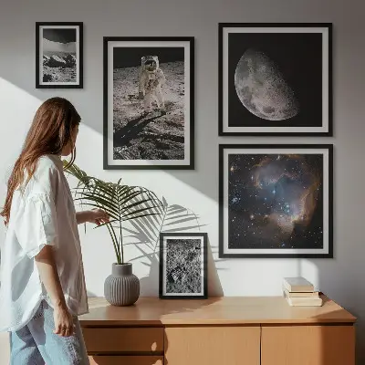 Billedsæt til sofa med motiv af kosmiske opdagelser og hemmeligheder