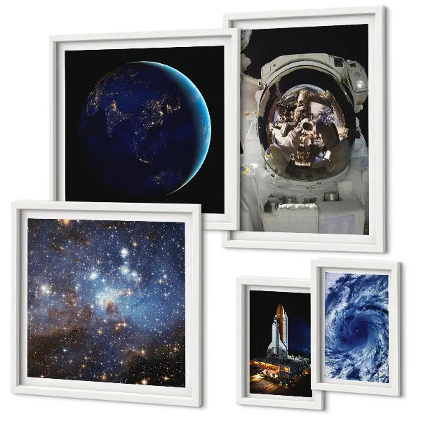 Astronauternes rumopdagelser billedsæt over sofa