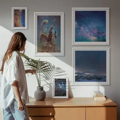 Kosmiske landskaber af galakser billedsæt til at hænge over sofa