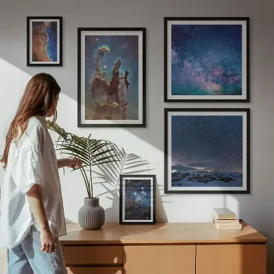Kosmiske landskaber af galakser billedsæt til at hænge over sofa