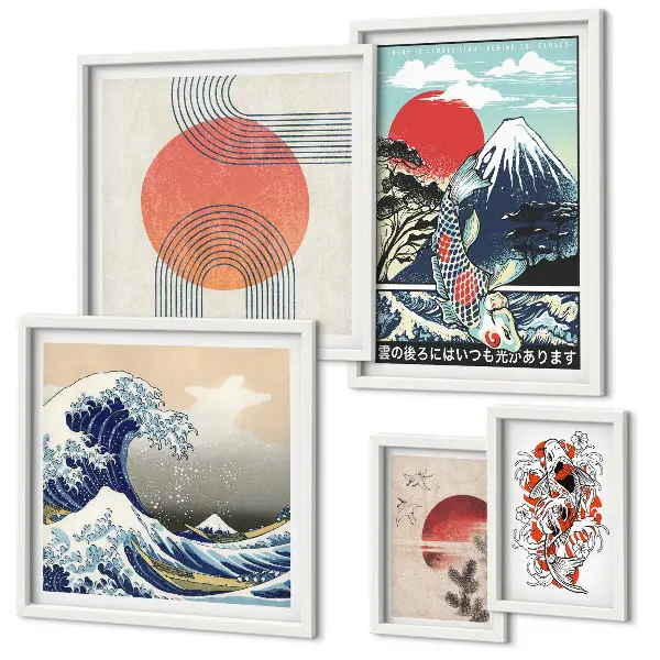 Billedkomposition til væg japanske kunstmotiver med bølger