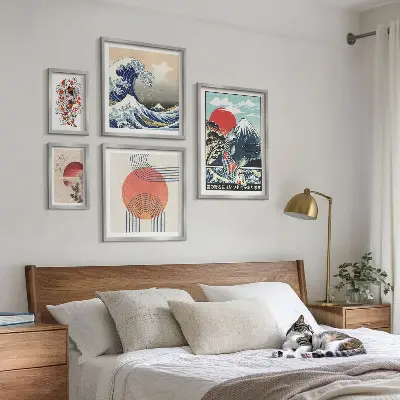 Billedkomposition til væg japanske kunstmotiver med bølger