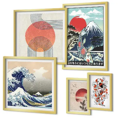 Billedkomposition til væg japanske kunstmotiver med bølger