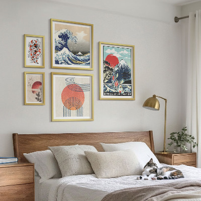 Billedkomposition til væg Japanske kunstmotiver bølger