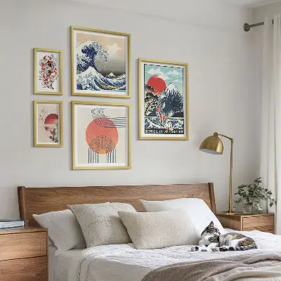 Billedkomposition til væg japanske kunstmotiver med bølger