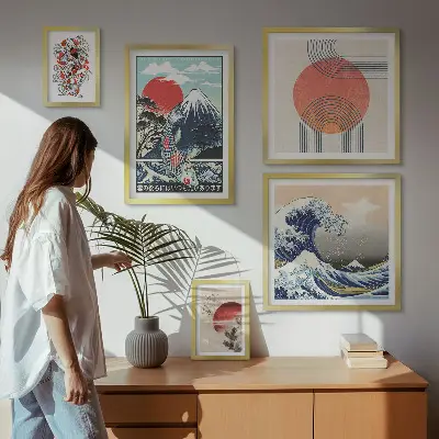 Billedkomposition til væg japanske kunstmotiver med bølger
