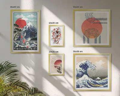 Billedkomposition til væg japanske kunstmotiver med bølger