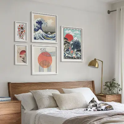 Billedkomposition til væg japanske kunstmotiver med bølger