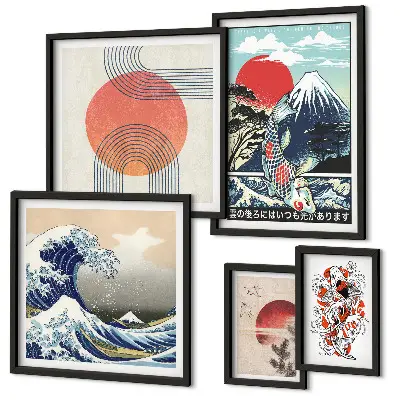 Billedkomposition til væg japanske kunstmotiver med bølger