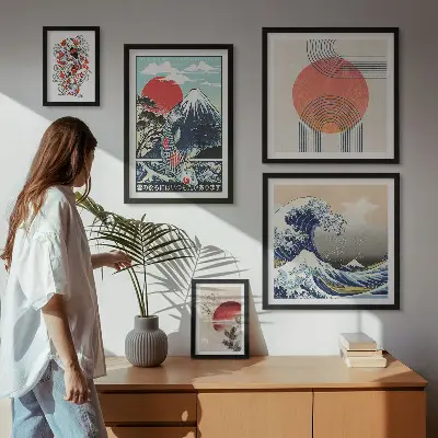 Billedkomposition til væg japanske kunstmotiver med bølger