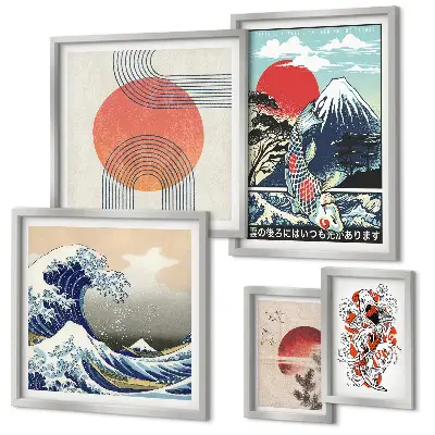 Billedkomposition til væg japanske kunstmotiver med bølger