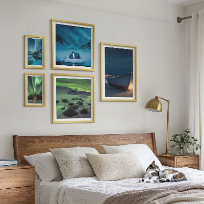 Billedsæt over sofa Vinterlandskaber med nordlys