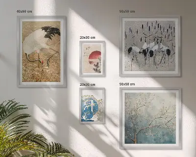 Naturmaleri med fuglemotiv stilfuld billedkomposition til væg