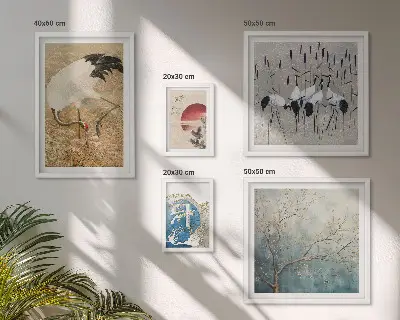 Naturmaleri med fuglemotiv stilfuld billedkomposition til væg