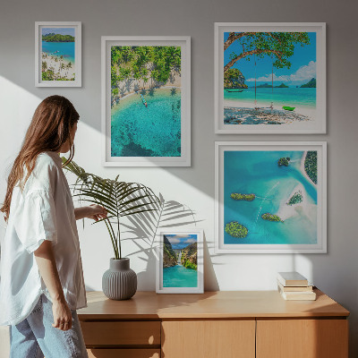 Billedsæt over sofa Tropiske strande, paradisisk vand