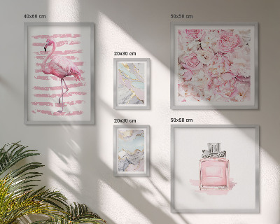 Billedkomposition til væg Stilfulde lyserøde detaljer med flamingoblomster
