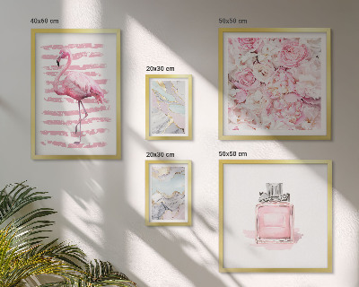 Billedkomposition til væg Stilfulde lyserøde detaljer med flamingoblomster