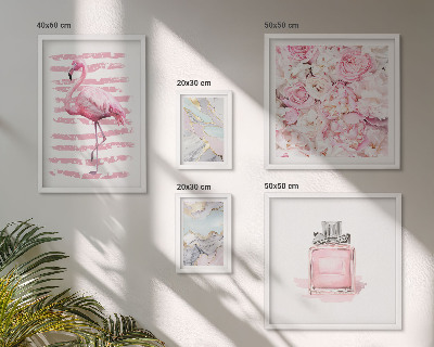 Billedkomposition til væg Stilfulde lyserøde detaljer med flamingoblomster