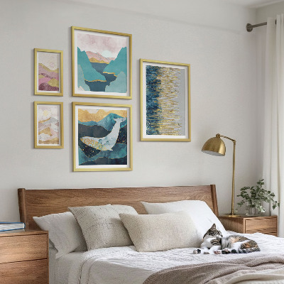 Billedsæt over sofa Abstrakte bjerge moderne hav