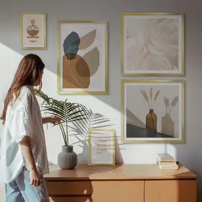 Boho plantedekorationer billedsæt til ophæng over sofaen