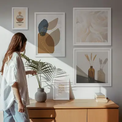 Boho plantedekorationer billedsæt til ophæng over sofaen