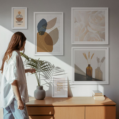 Billedsæt over sofa Boho plantedekorationer