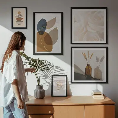 Boho plantedekorationer billedsæt til ophæng over sofaen