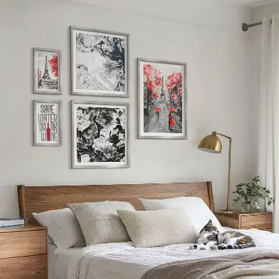 Plakat med parisiske blomster og mønstre billedkomposition til væg