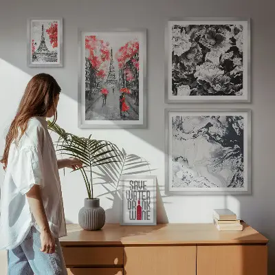 Plakat med parisiske blomster og mønstre billedkomposition til væg