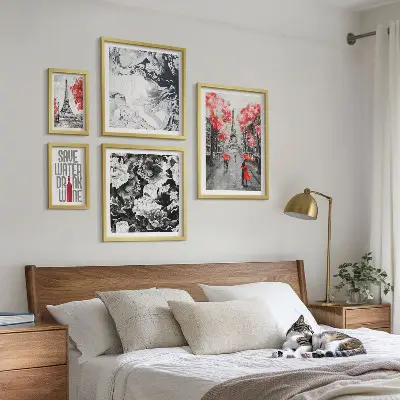 Plakat med parisiske blomster og mønstre billedkomposition til væg