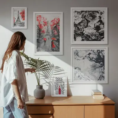 Plakat med parisiske blomster og mønstre billedkomposition til væg