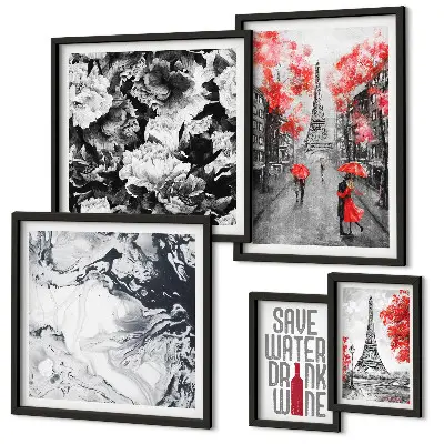Plakat med parisiske blomster og mønstre billedkomposition til væg